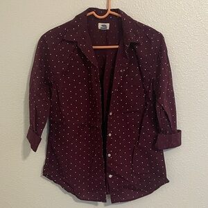 Old Navy Maroon Polka Dot Button-Down Shirt